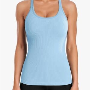 Baby Blue Fitted Sleeveless Athletic Tank (color is lighter than picture) new S